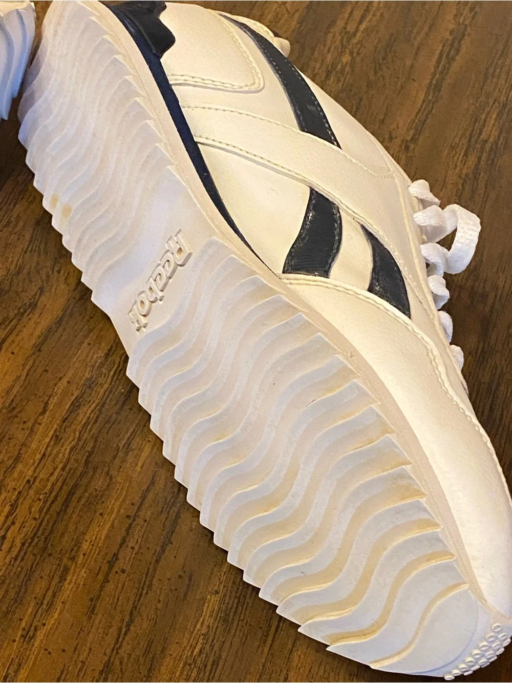 Reebok Women’s Ortholite White Athletic Sneakers with Navy Accents